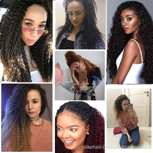 Synthetic Kinky Curly Brazilian Long Soft Ombre  Deep Water Wave Crochet Braiding Hair Synthetic Brazilian Braids Hair Extension